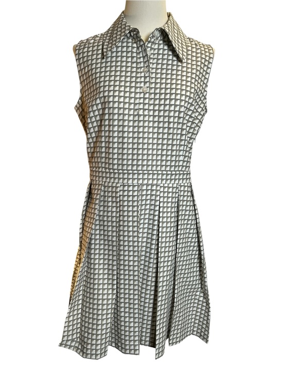 Tory Burch Dresses & Skirts - Tory Burch Stretch Golf Pleated Shirt Dress in Grey Gradient Gingham Size 6